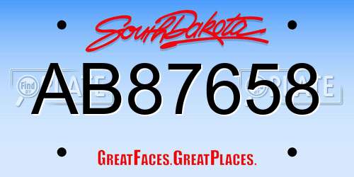 AB87658 South Dakota License Plate