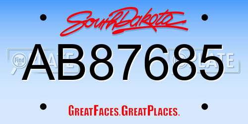 AB87685 South Dakota License Plate