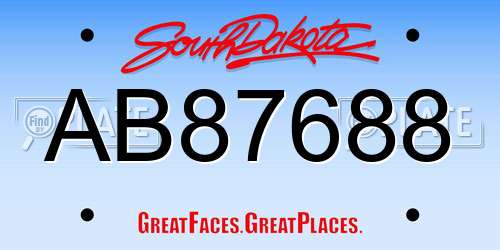 AB87688 South Dakota License Plate