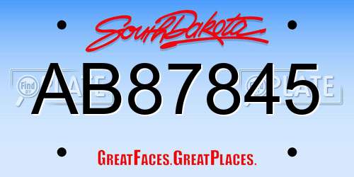 AB87845 South Dakota License Plate