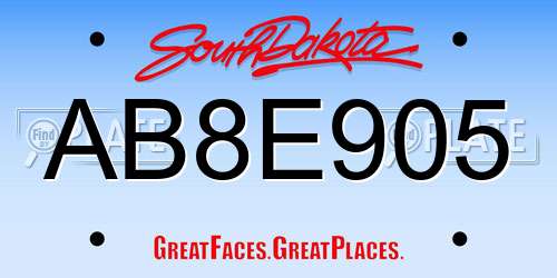 AB8E905 South Dakota License Plate