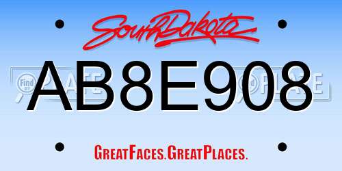 AB8E908 South Dakota License Plate