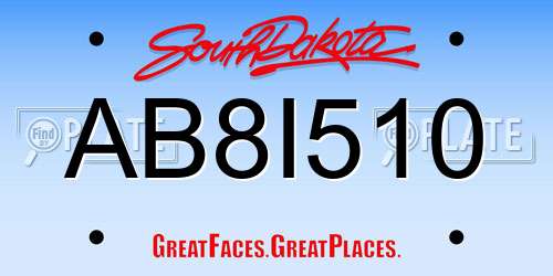 AB8I510 South Dakota License Plate