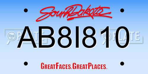 AB8I810 South Dakota License Plate