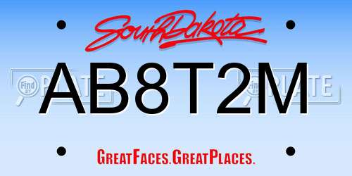 AB8T2M South Dakota License Plate