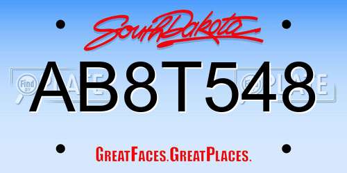 AB8T548 South Dakota License Plate