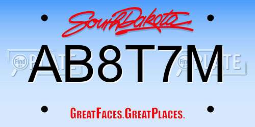 AB8T7M South Dakota License Plate