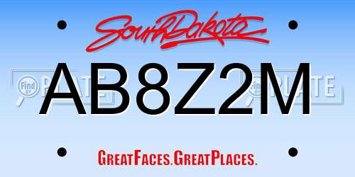 AB8Z2M South Dakota License Plate