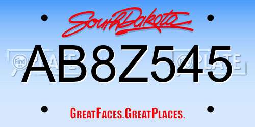 AB8Z545 South Dakota License Plate