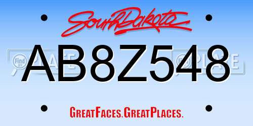 AB8Z548 South Dakota License Plate
