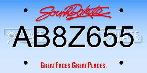 AB8Z655 South Dakota License Plate