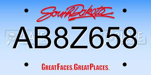 AB8Z658 South Dakota License Plate