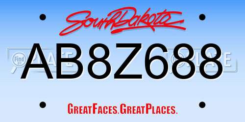 AB8Z688 South Dakota License Plate