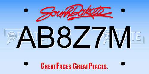 AB8Z7M South Dakota License Plate