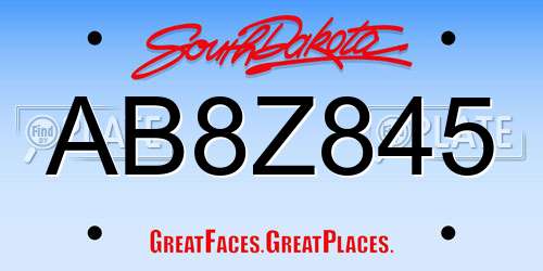 AB8Z845 South Dakota License Plate