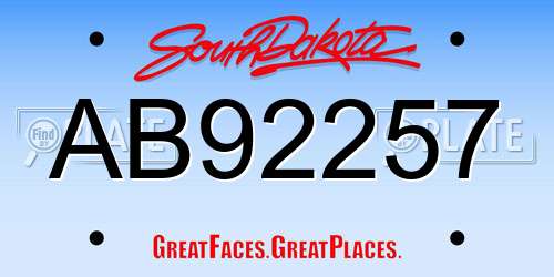 AB92257 South Dakota License Plate
