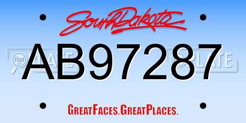 AB97287 South Dakota License Plate