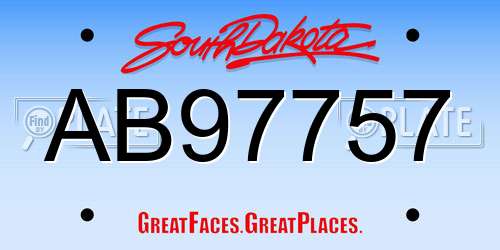 AB97757 South Dakota License Plate