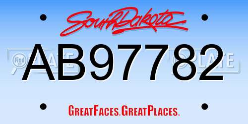 AB97782 South Dakota License Plate