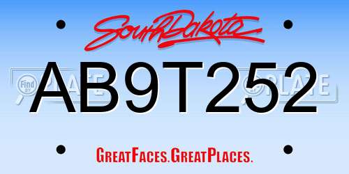 AB9T252 South Dakota License Plate
