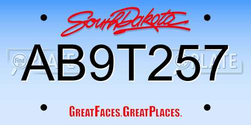AB9T257 South Dakota License Plate