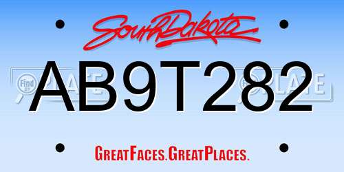 AB9T282 South Dakota License Plate