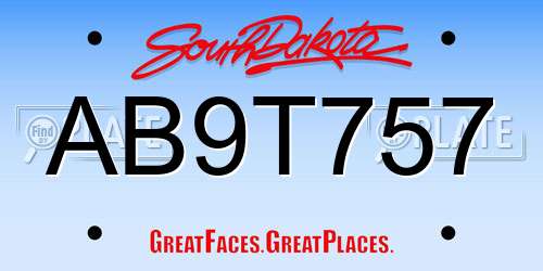 AB9T757 South Dakota License Plate