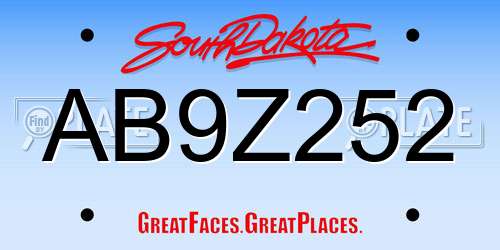 AB9Z252 South Dakota License Plate