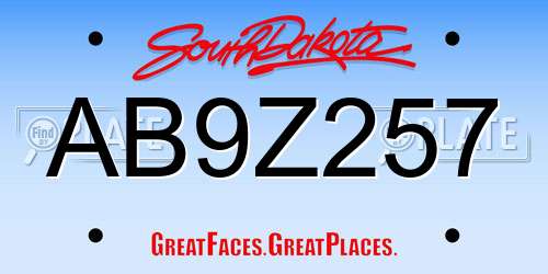 AB9Z257 South Dakota License Plate