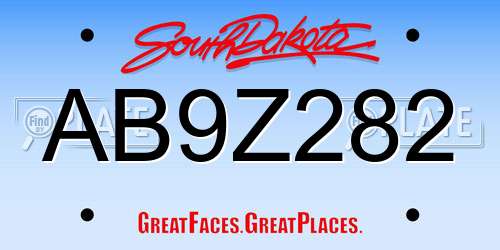 AB9Z282 South Dakota License Plate