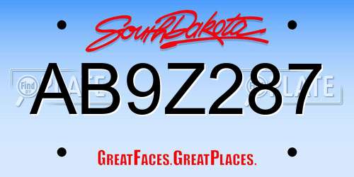 AB9Z287 South Dakota License Plate