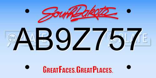 AB9Z757 South Dakota License Plate