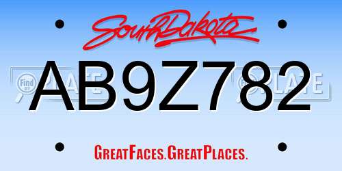 AB9Z782 South Dakota License Plate
