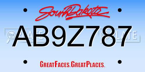 AB9Z787 South Dakota License Plate