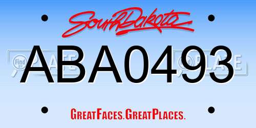 ABA0493 South Dakota License Plate