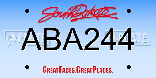 ABA244 South Dakota License Plate