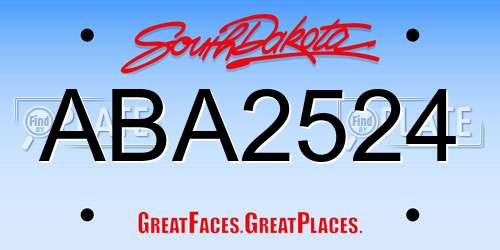 ABA2524 South Dakota License Plate