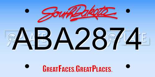 ABA2874 South Dakota License Plate