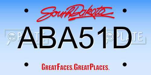 ABA51D South Dakota License Plate