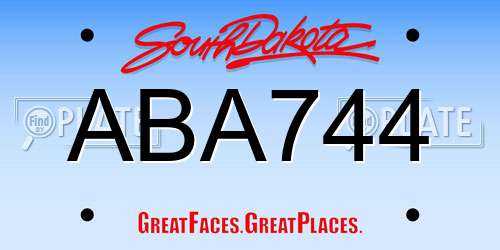 ABA744 South Dakota License Plate
