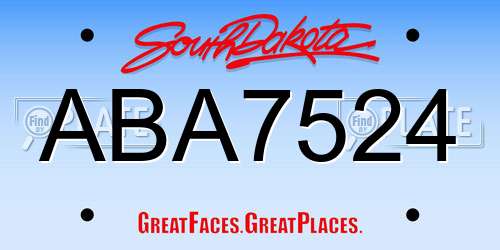 ABA7524 South Dakota License Plate