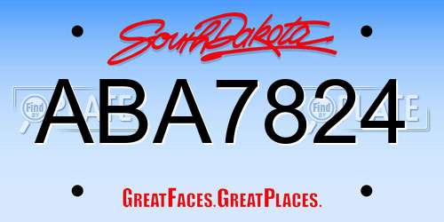 ABA7824 South Dakota License Plate