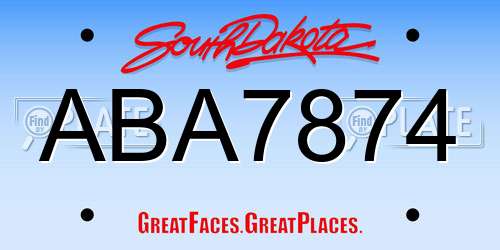 ABA7874 South Dakota License Plate