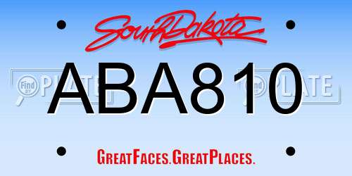 ABA810 South Dakota License Plate