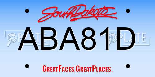 ABA81D South Dakota License Plate