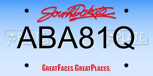 ABA81Q South Dakota License Plate