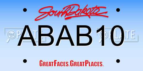 ABAB10 South Dakota License Plate