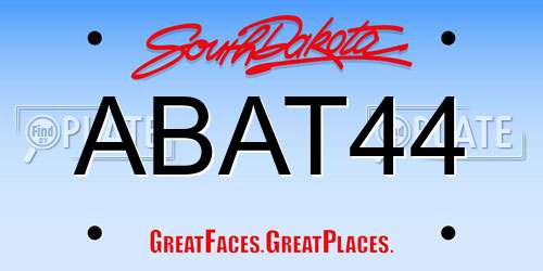 ABAT44 South Dakota License Plate