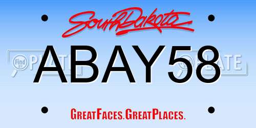 ABAY58 South Dakota License Plate