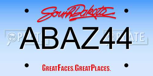 ABAZ44 South Dakota License Plate